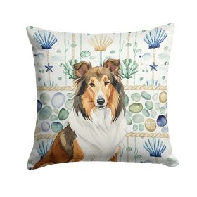 Sable Collie Coastal Sea Glass Throw Pillow Decorative Indoor Outdoor Accent Cushion for Couch, Bed or Patio, 18Hx18W