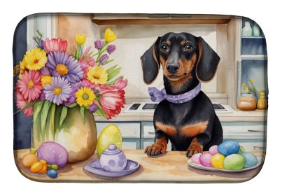 Decorating Easter Dachshund Dish Drying Mat Absorbent Dish Drying Mat Pad for Kitchen Counter Dish Drainer Mat for Countertop, 14 x 21", Multicol