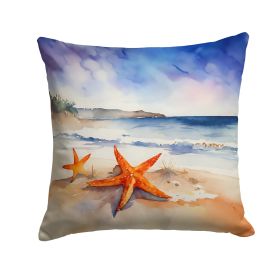 Starfish Throw Pillow Machine Washable, Indoor Outdoor Decorative Pillow for Couch, Bed or Patio, 14Hx14W
