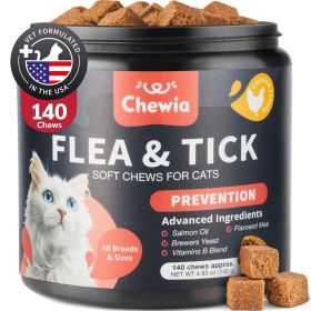 Flea Treatment for Cats Daily Oral Cat Flea and Tick Treatment Chews Chewable Kitten Flea Treatment Soft Treats for All Breeds & Ages Natural Chi
