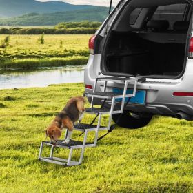 Dog Stair For Cars 5-step Folding Dog Steps Aluminum Loads Up To 150 Lbs (Option: Black)