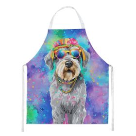 Schnauzer Hippie Dawg Apron Cooking Kitchen Server Baking Crafts Gardening for Adult Women Men, Unisex, Large, Multicolor (Default: Default)